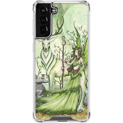 Amy Brown Guardian Fairy and Stag Galaxy S21 FE Clear Case